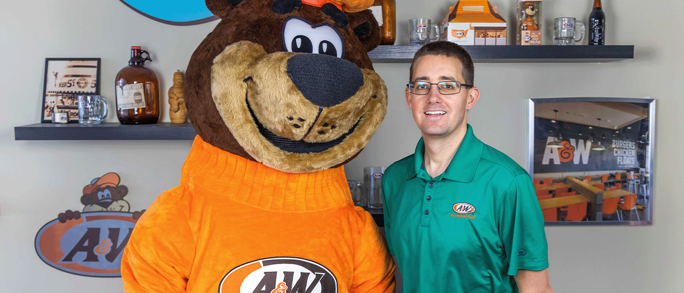 Ben Laborio and Rooty the Great Root Bear